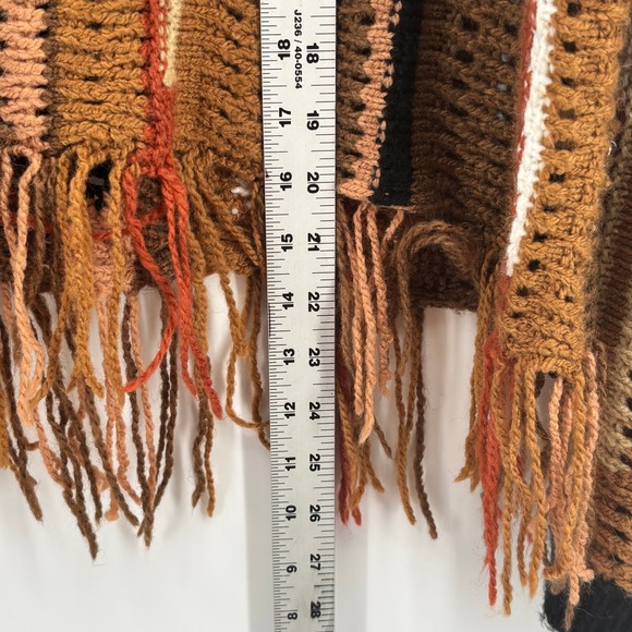 Gilded Intent Womens Crochet Fringe Sweater Multi Color Stripe PT17420-BU Medium - Picture 4 of 8